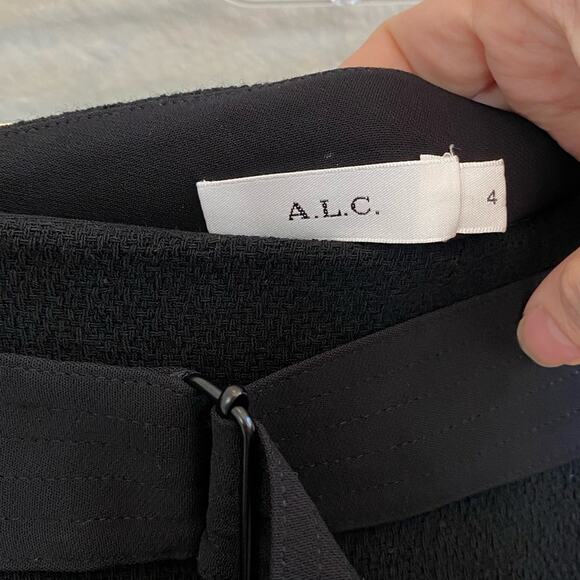A.L.C.  Black Thick Crepe Belted Skirt 4 - Picture 5 of 5